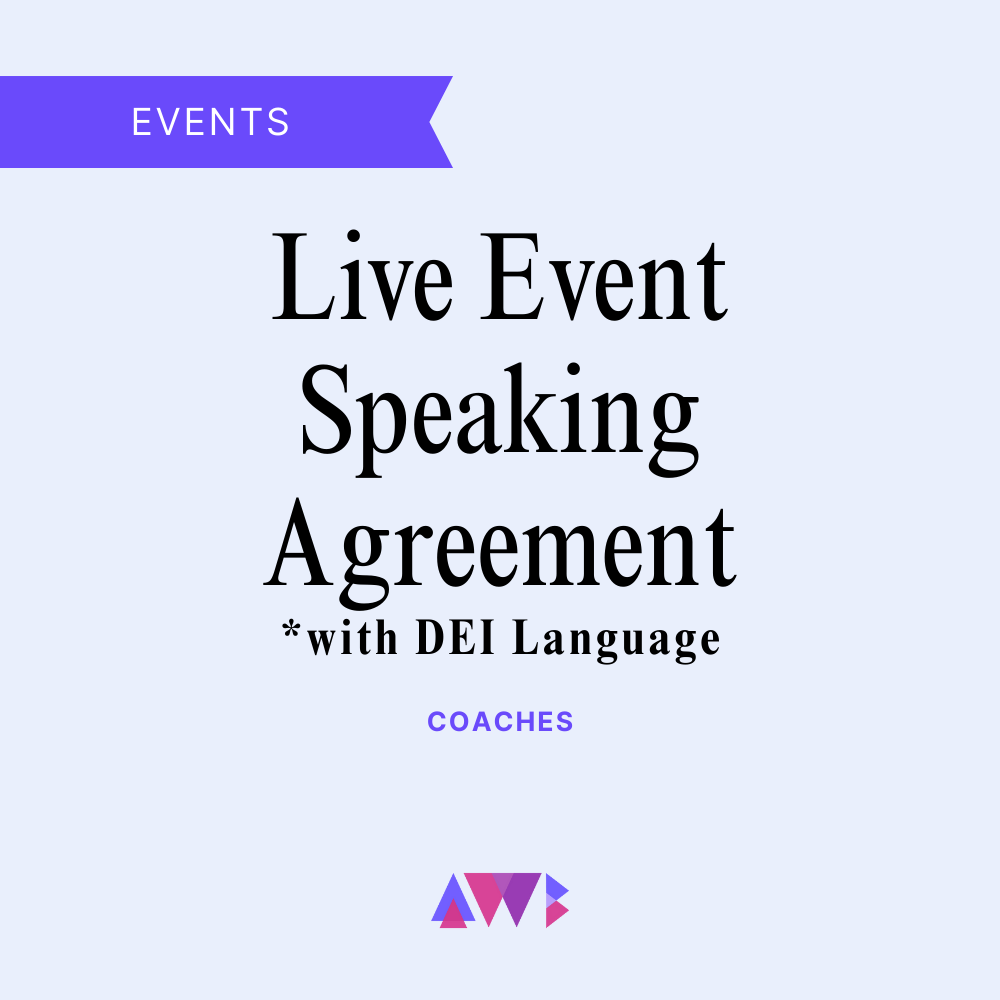 Live Event Speaking Agreement *with Diversity, Equity & Inclusion (DEI) Language and Speaker Diversity and Inclusion Rider
