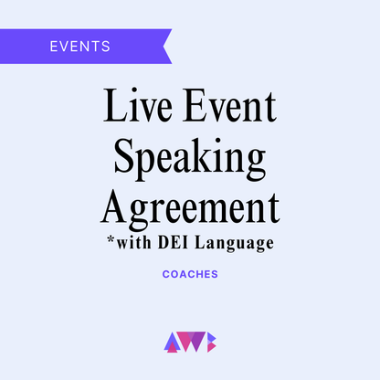 Live Event Speaking Agreement *with Diversity, Equity & Inclusion (DEI) Language and Speaker Diversity and Inclusion Rider