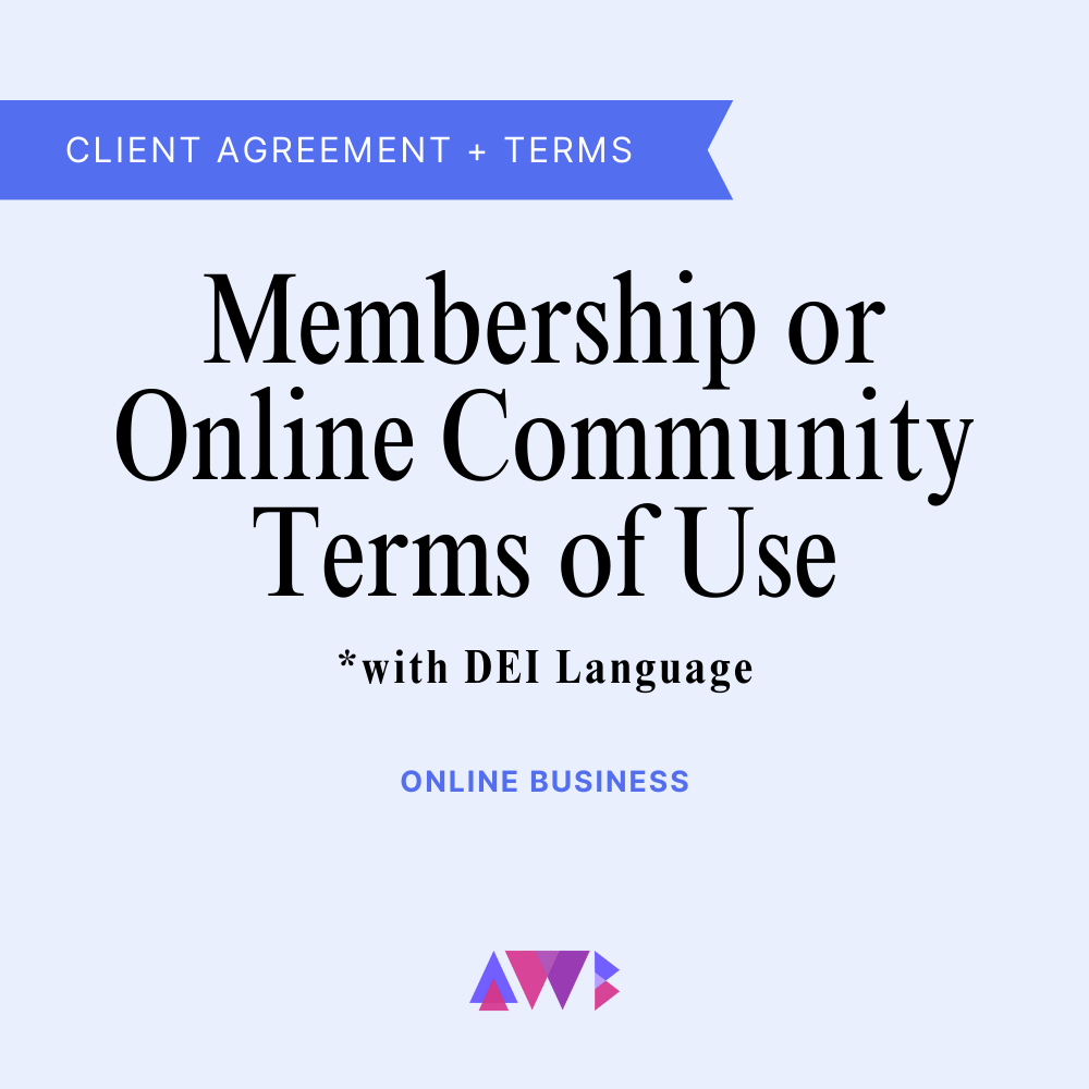 Membership or Online Community Terms of Use *with Diversity, Equity & Inclusion (DEI) Language