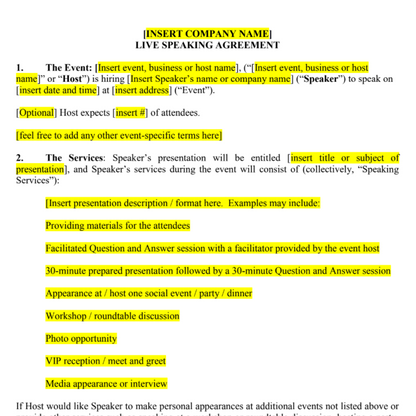 live speaker agreement screenshot