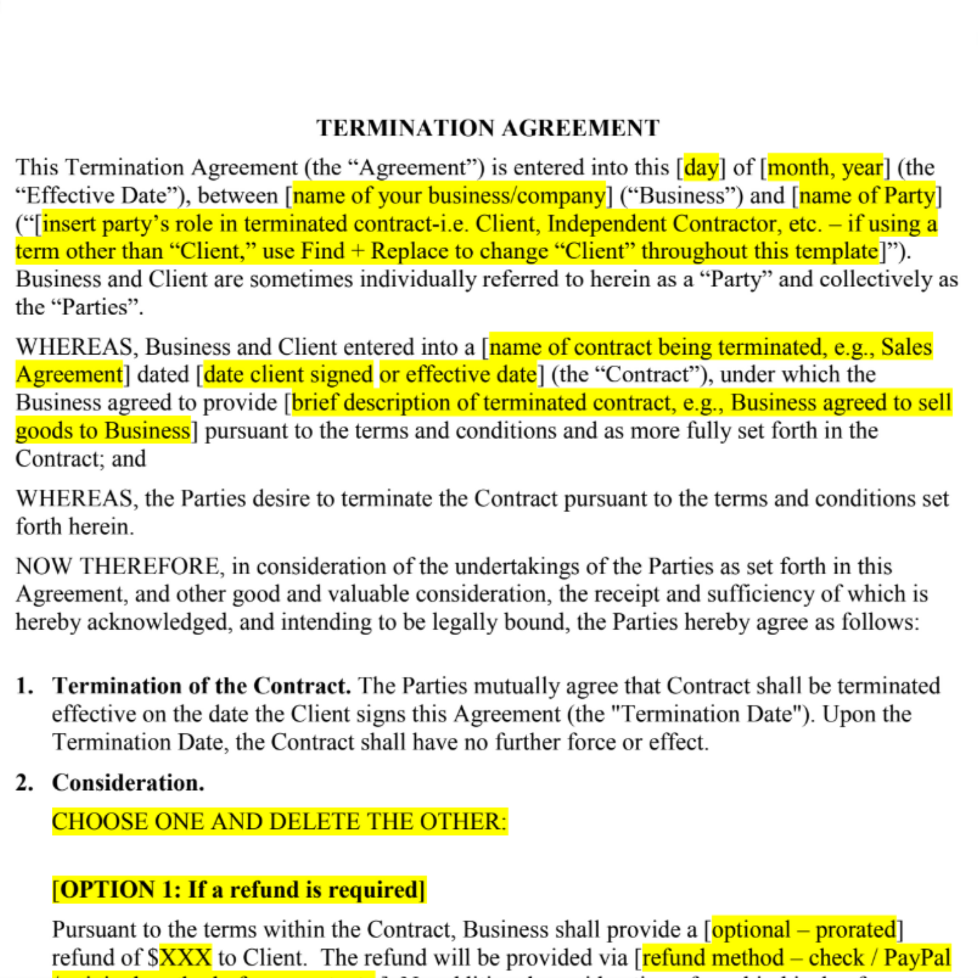 Contract Termination