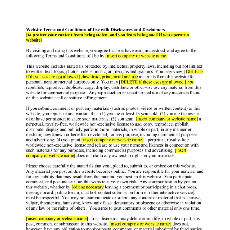 Website Terms & Conditions of Use with Disclosure Policy – AWB Firm