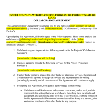 collaboration agreement screenshot